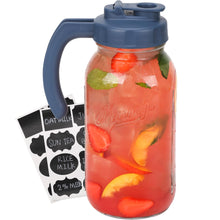 Load image into Gallery viewer, Glass Mason Jar Pitcher with Lid Wide Mouth Flip Cap Pour Spout Leak-proof Lid with Handle
