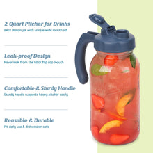 Load image into Gallery viewer, Glass Mason Jar Pitcher with Lid Wide Mouth Flip Cap Pour Spout Leak-proof Lid with Handle