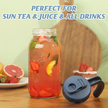 Load image into Gallery viewer, Glass Mason Jar Pitcher with Lid Wide Mouth Flip Cap Pour Spout Leak-proof Lid with Handle