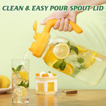 Load image into Gallery viewer, Glass Mason Jar Pitcher with Lid Wide Mouth Flip Cap Pour Spout Leak-proof Lid with Handle