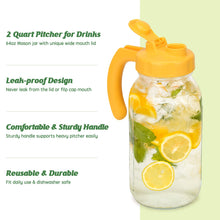 Load image into Gallery viewer, Glass Mason Jar Pitcher with Lid Wide Mouth Flip Cap Pour Spout Leak-proof Lid with Handle