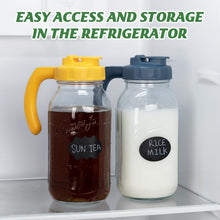 Load image into Gallery viewer, Glass Mason Jar Pitcher with Lid Wide Mouth Flip Cap Pour Spout Leak-proof Lid with Handle