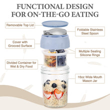 Load image into Gallery viewer, 4 Pack Overnight Oats Containers with Lids Folding Spoons and Divided Compartments