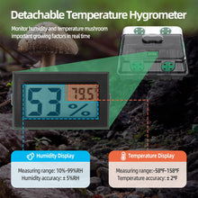 Load image into Gallery viewer, Monotub Mushroom Grow Kit, Mushroom Monotub Grow Kit Fruiting Chamber Still Air Box with Temperature Hygrometer, Fresh Air Exchange Dome, Humidity Adjustable Vent, Sturdy, Reusable
