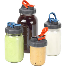 Load image into Gallery viewer, 4 Pack Mason Jar Wide Mouth Pour Spout Filp Lids