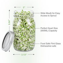 Load image into Gallery viewer, Mason Jar Sprouting Kit 2 Wide Mouth Quart Sprouting Jars