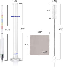 Load image into Gallery viewer, Triple Scale Hydrometer and Glass Test Jar ABV Brix and Gravity Test Kit
