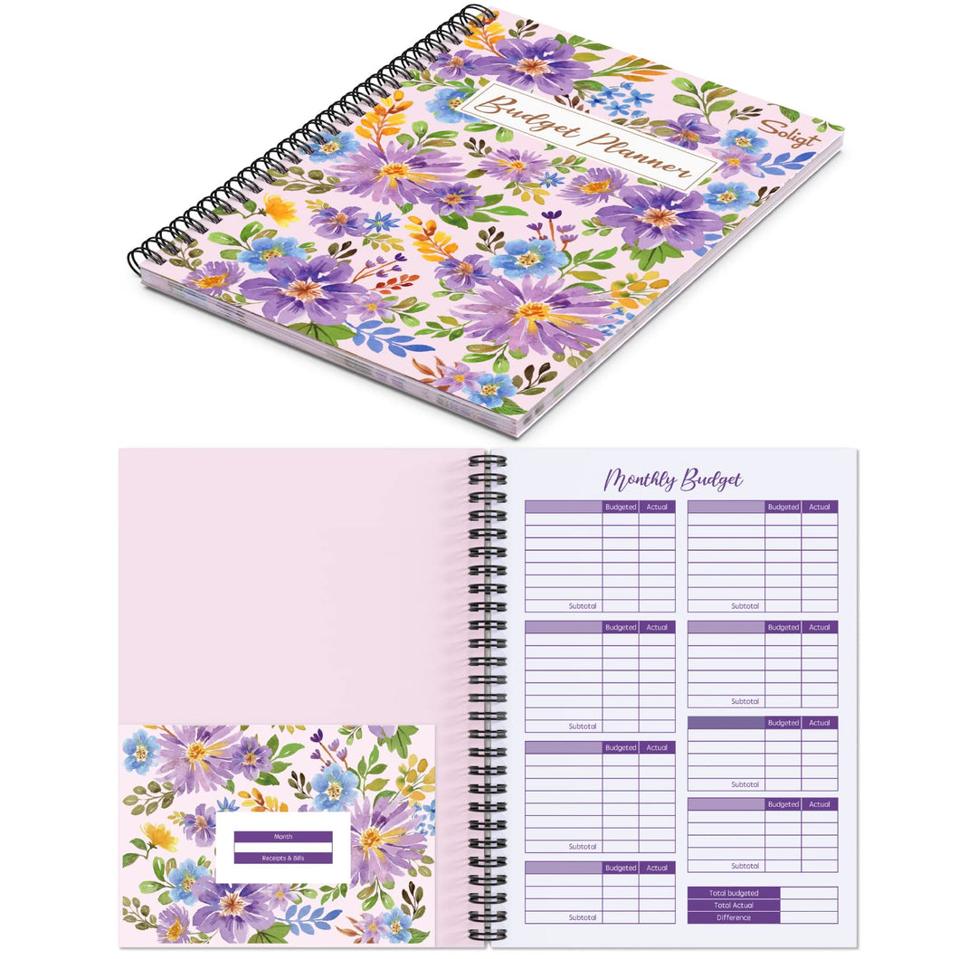 Customize Pink Floral Monthly Budget Planner
