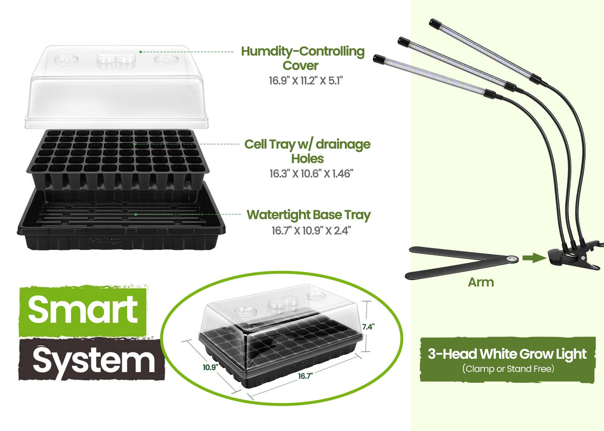 Seed Starter Kit with Grow Light Durable Seed Tray soligtkitchen