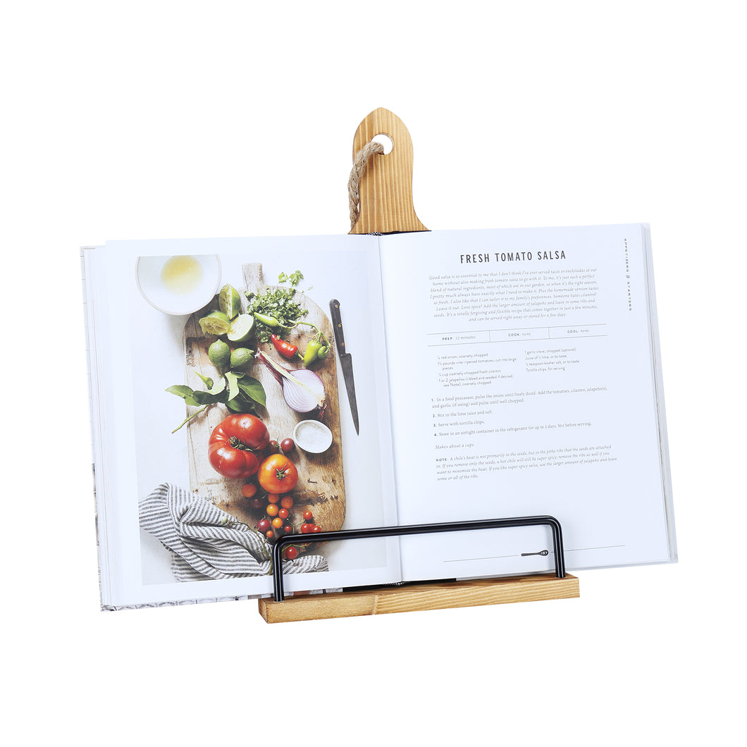 Wood Board Adjustable Cookbook Stand Holder