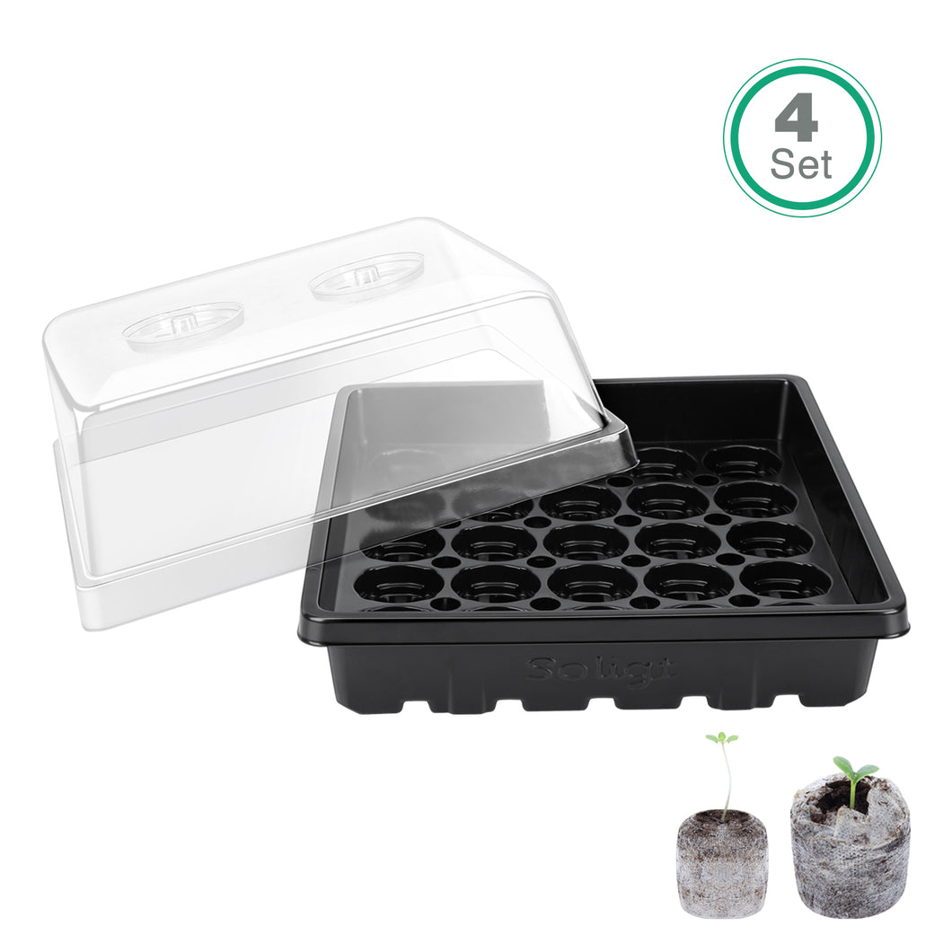 Soligt 4 Set Strong Jiffy Greenhouse Trays with Humidity Dome