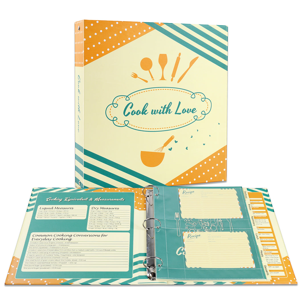 Full Page Collecting Recipe Binder Cookbook Organizer Kit
