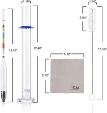 Load image into Gallery viewer, Triple Scale Hydrometer and Glass Test Jar ABV Brix and Gravity Test Kit
